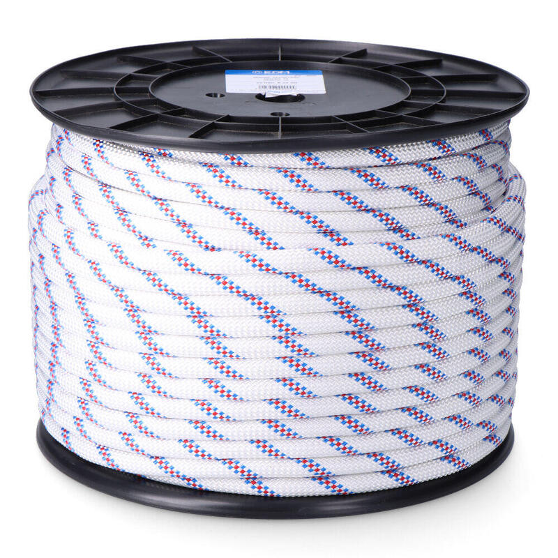Cuerda Driza Trenzado Poliéster Blanco Distintivo, Calibre 14 Mm X 100 M