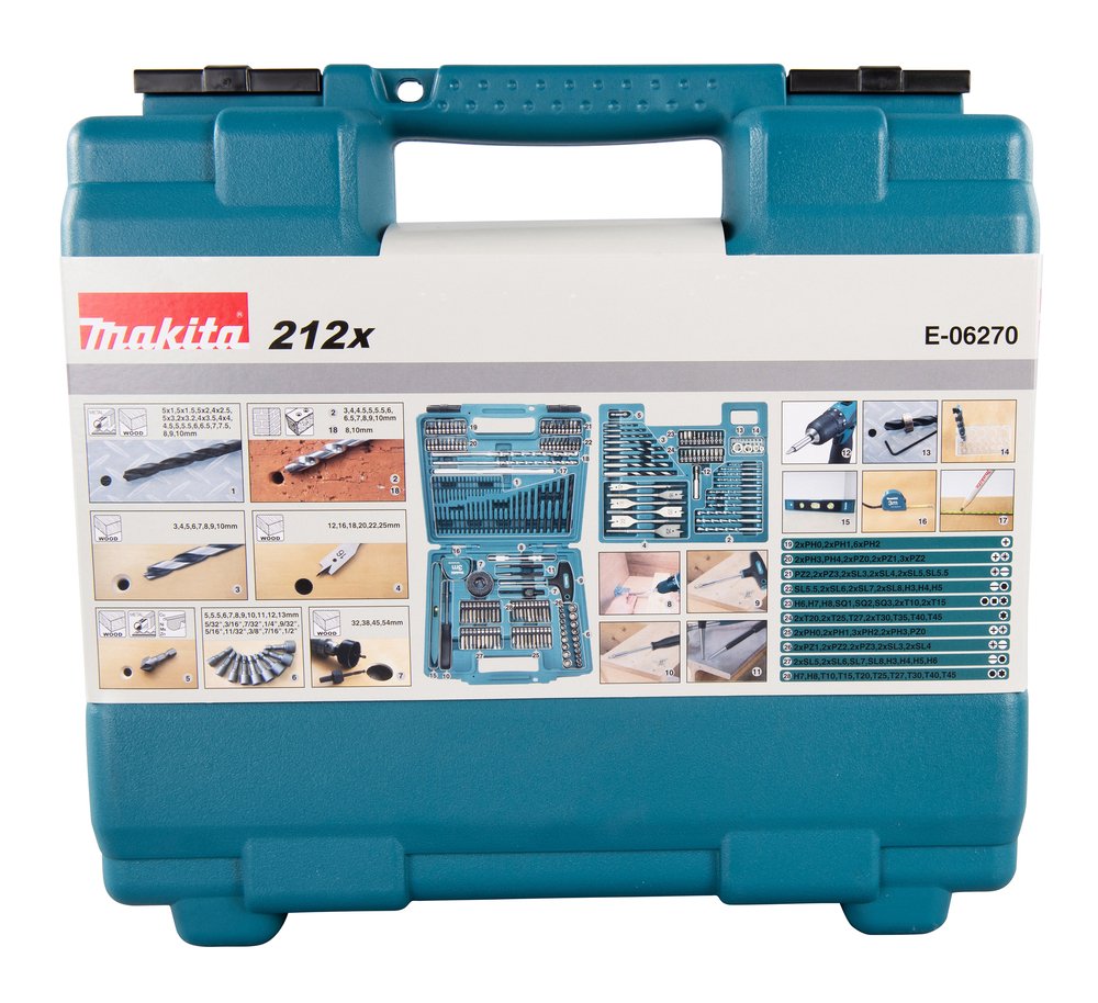Makita Juego De Brocas Y Brocas E-06270, 212 Piezas E-06270