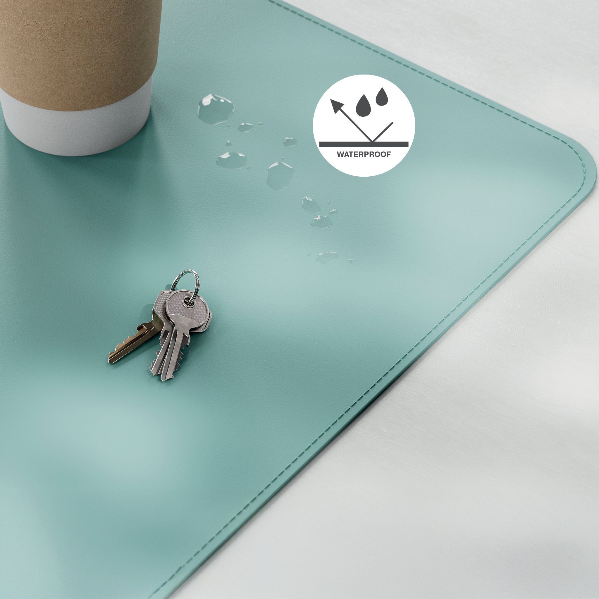 Leitz Alfombrilla De Escritorio Grande 80x40cm - Espesor 2mm - Antideslizante - Impermeable - Verde Menta