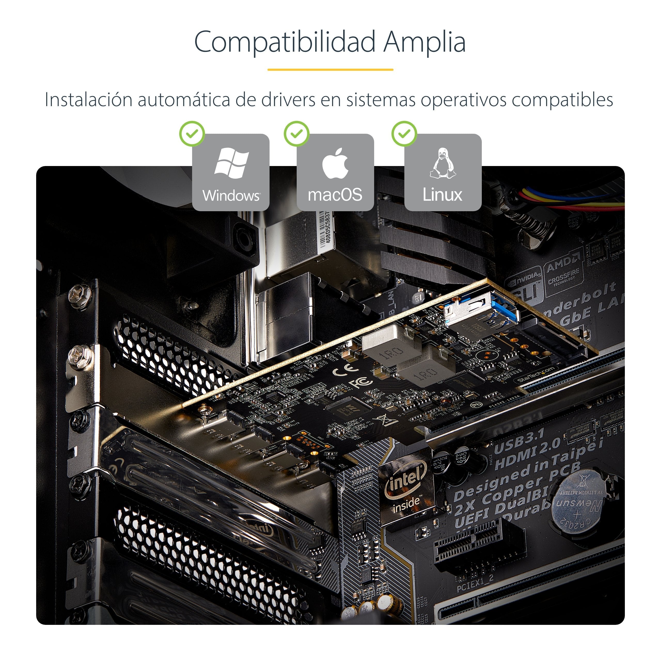 Tarjeta Pcie Startech.Com  De 5 Puertos Usb De 10gbps 4x Usb-C / 1x Usb-A - Hub Concentrador Interno Usb 3.2 De 10gbps - Tarjeta Pci Express 4 Puertos Usb Tipo C 1 Puerto Usb-A - Windows/Mac/Linux
