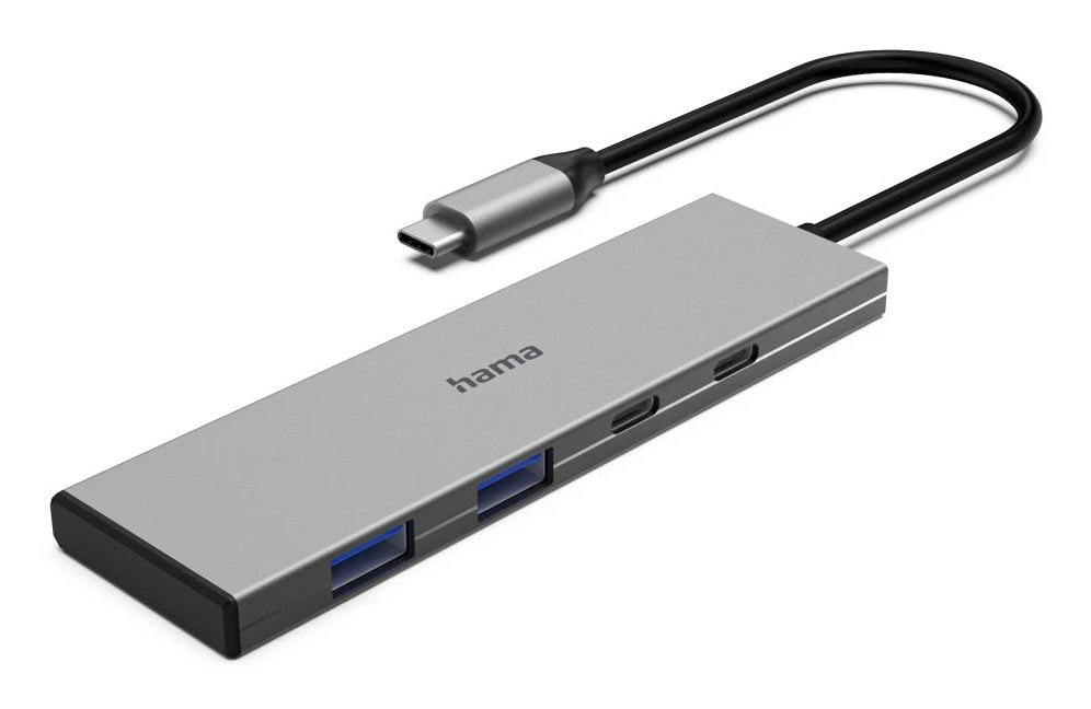 Hama Essential Hub Usb 3.2 - Potencia Maxima 100w - Cable Usb-C Integrado De 15cm - 2x Usb-C - 2x Usb-A - Power