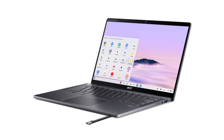 Acer Chromebook Plus Spin 714 Cpe794-1n-Tco Diseño Plegable Intel Core Ultra 7 155u / Hasta 4.8 Ghz Chrome Os Intel Graphics 32 Gb Ram 512 Gb Ssd Nvme 14" Ips Pantalla Táctil 1920 X 1200 Wi-Fi 6e Bluetooth Gris Metalizado Kbd: Españ