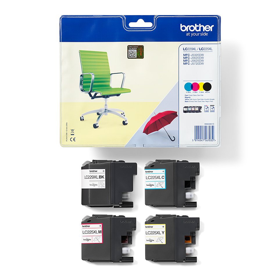 Tinta Original Brother Lc-229 Lc-225xl Alta Capacidad Multipack Cian Magenta Amarillo Negro