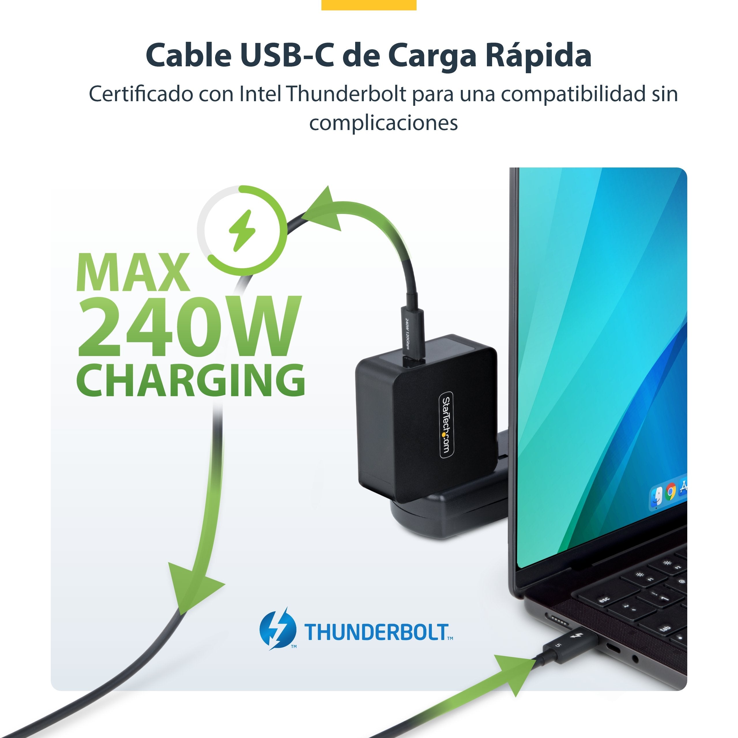 EAN 0065030910064 - StarTech.com TBLT5MM80CM240W cable Thunderbolt 0,8 m 80 Gbit/s Negro imagen 13