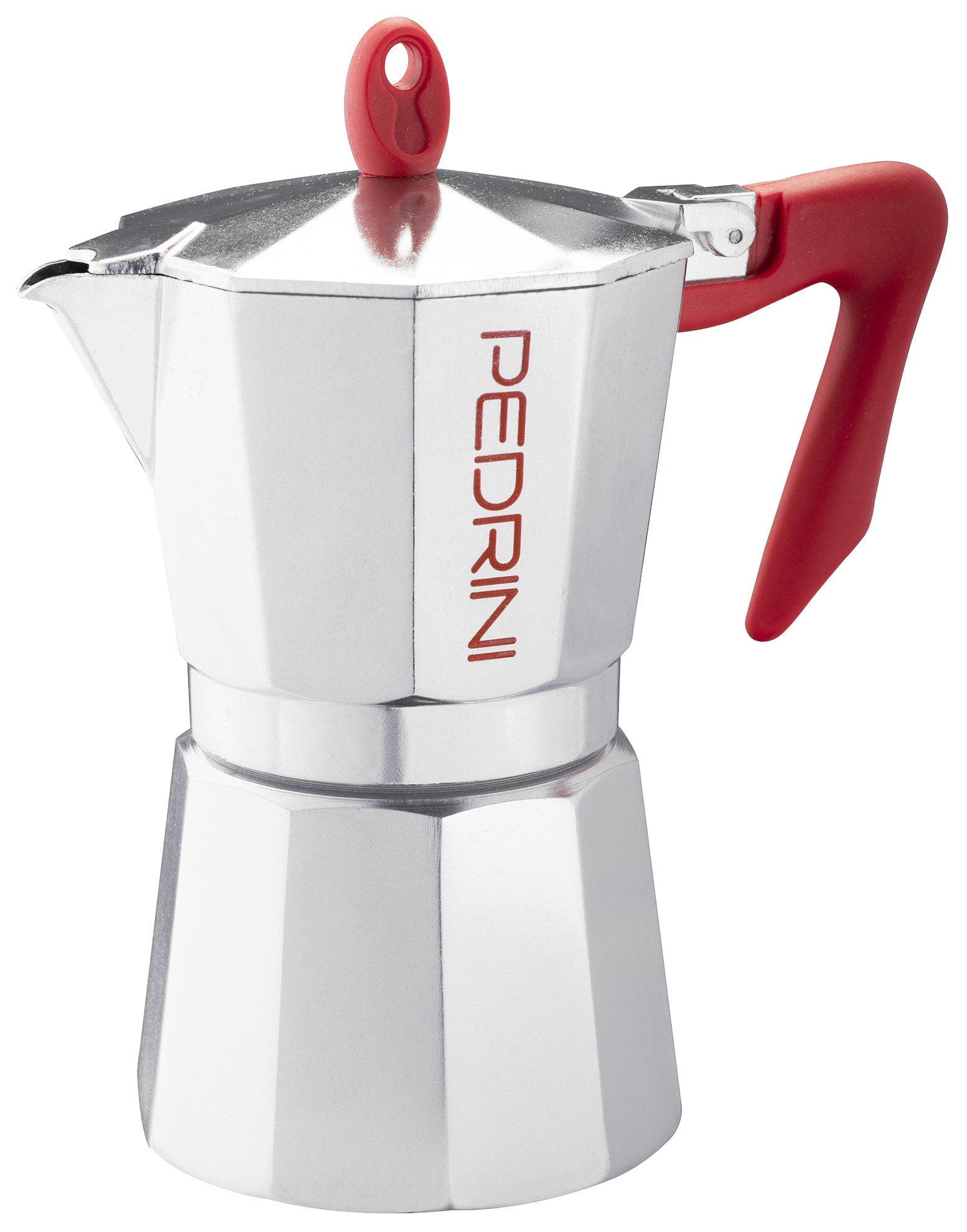 Pedrini Coffee Maker Polished Aluminum 6 Cups Silver Rojo (9084-0) (90840)