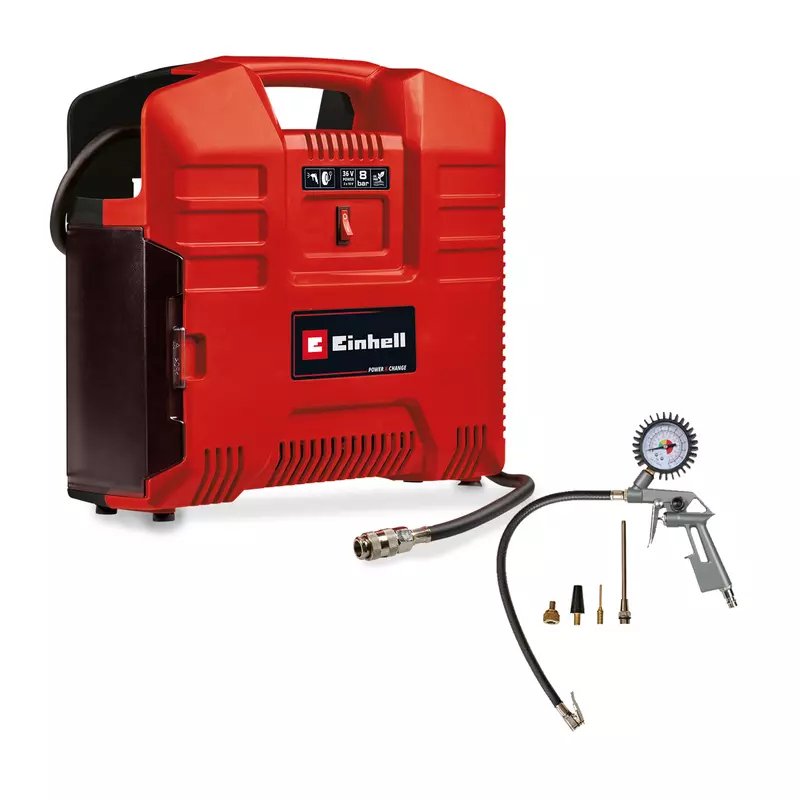Einhell Battery Case Compressor Te-Ac 36/8 Li De Set-Solo, 36volt (2x18v) Rojo, Sin Batería Y Cargador 4020440