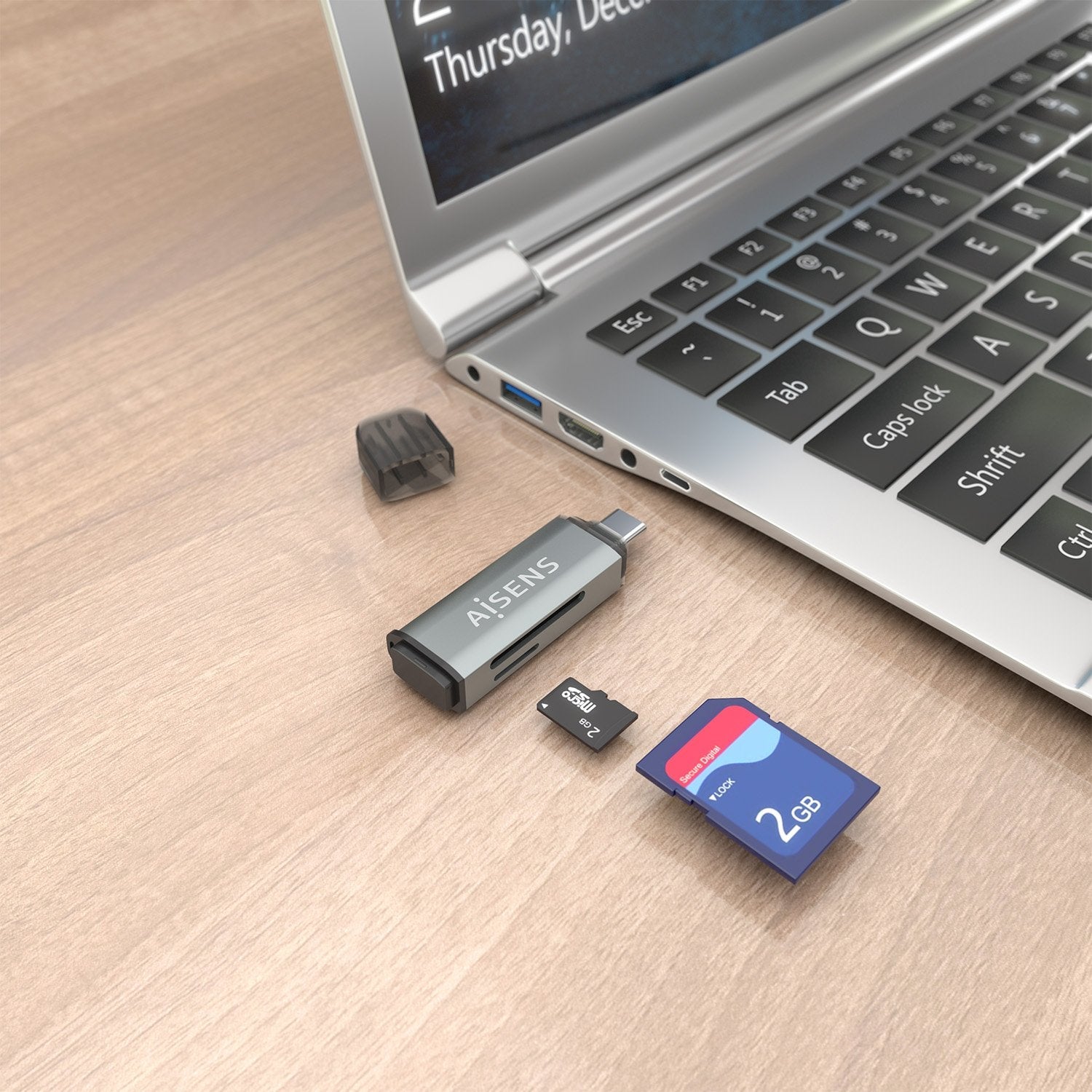 Aisens Lector De Tarjetas Sd, Micro Sd, Mmc, Rs-Mmc, Mmc Micro, Usb-C, Gris