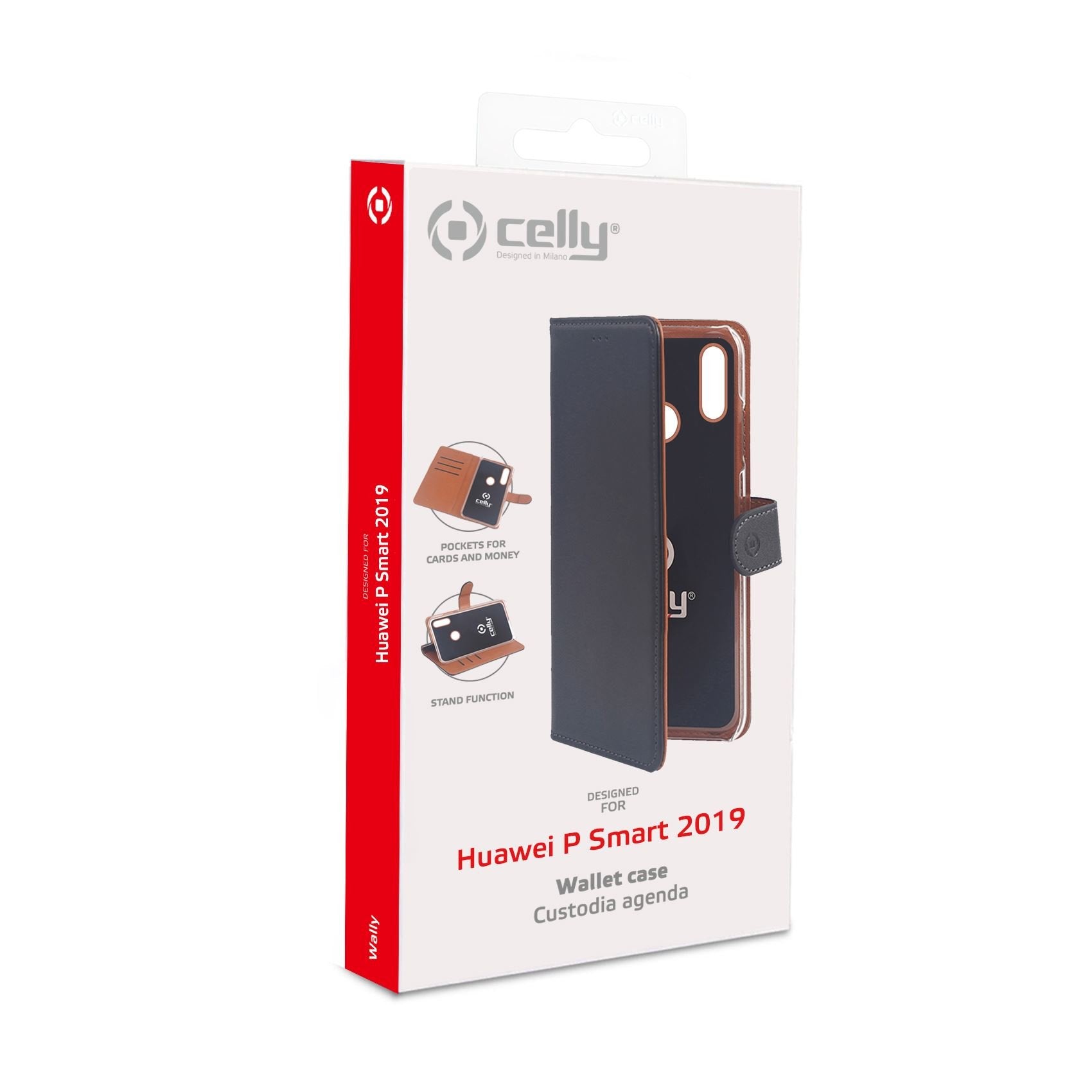 Case Celly Huawei P Smart 2019 Wallet Case Black Wally820