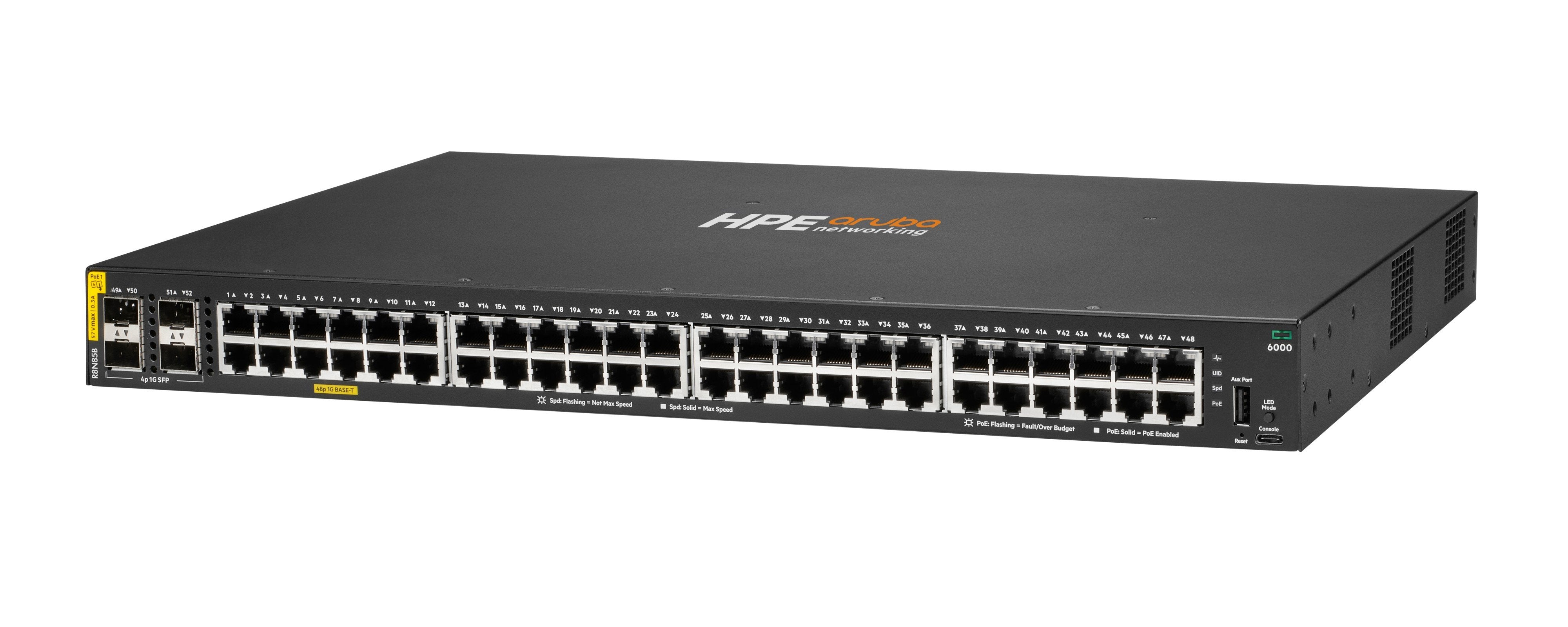 Hpe Aruba Networking Cx 6000 48p 10m 100m 1g Class4 Poe 4p Sfp 1g 370w Switch Eu En