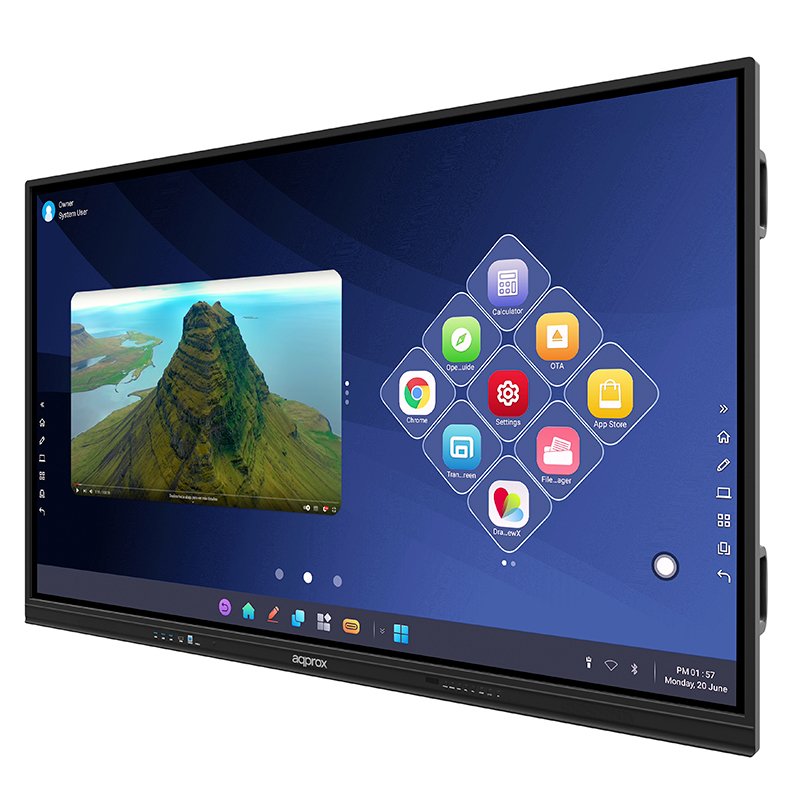 Pantalla Intereactiva 75" Approx Apptsm86+ Dp Hdmi Vga Usb-C 4k 3840x2160 450cd/M2 8ms