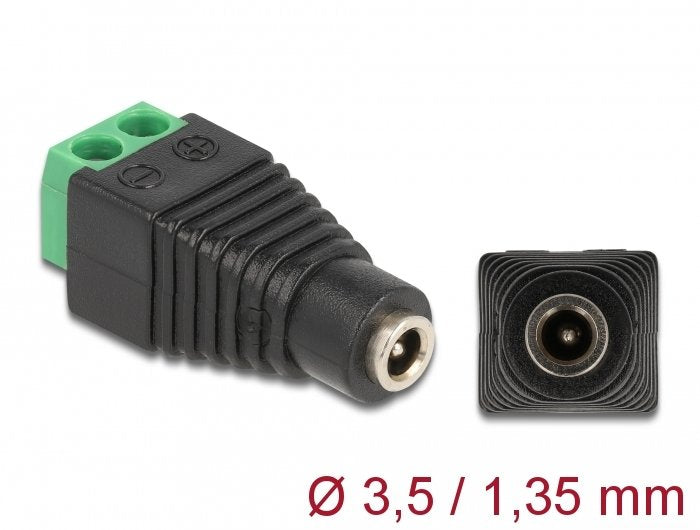 Delock Adapter Dc 1,35 X 3,5 Mm Buchse > Terminalblock 2 Pin