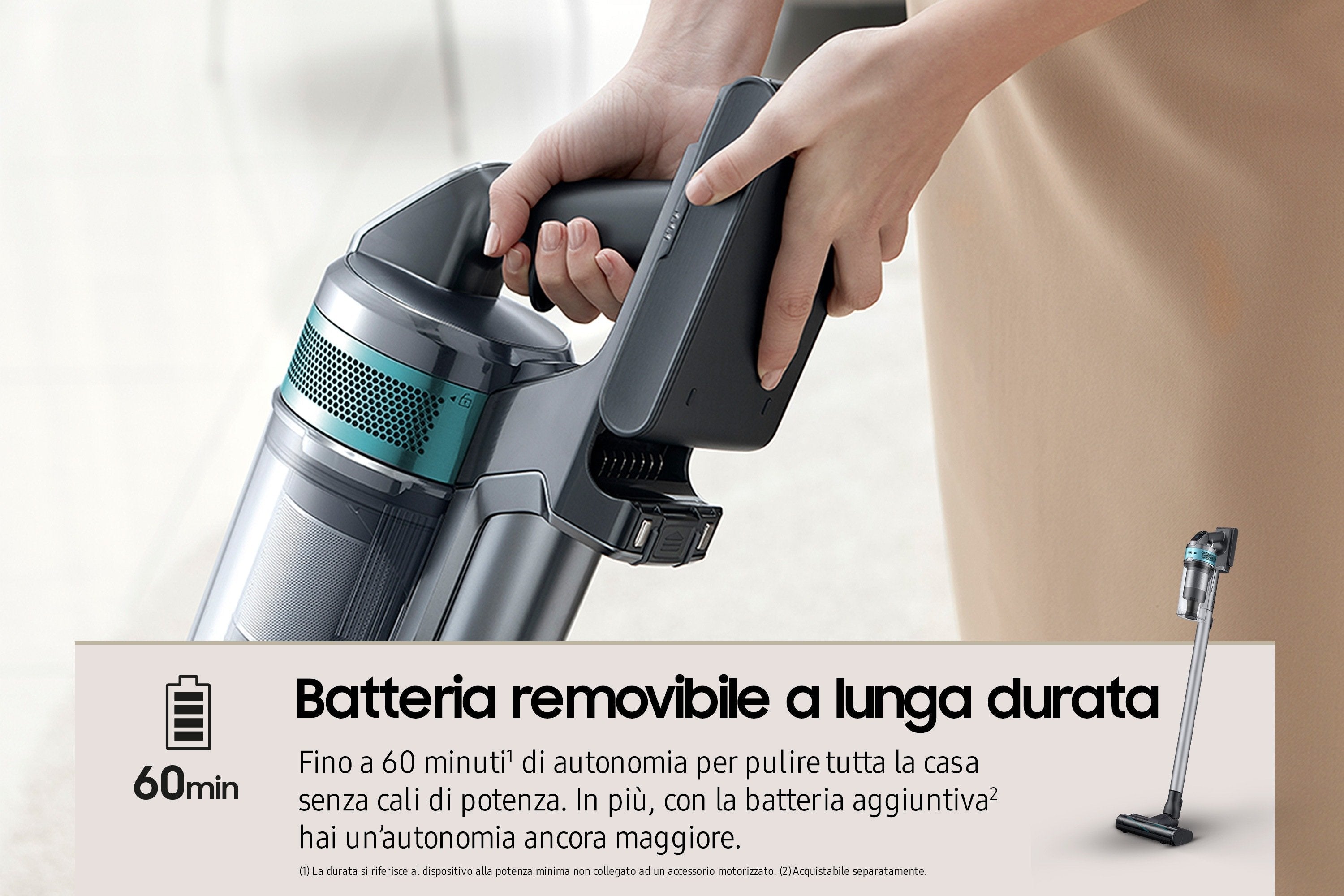 Aspirador Escoba Con Batería Samsung Jet 75b Pet 21.6v Autonomía 210 Min