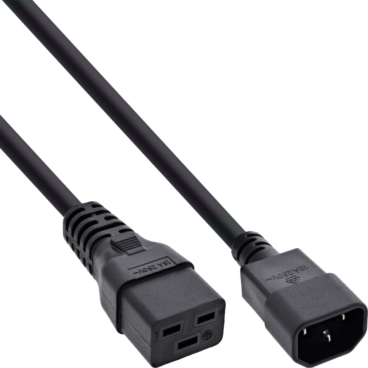 Adaptador De Corriente Inline, Iec-60320 C14 A C19, 3x1,5mm², Máx. 10a, Negro, 1m