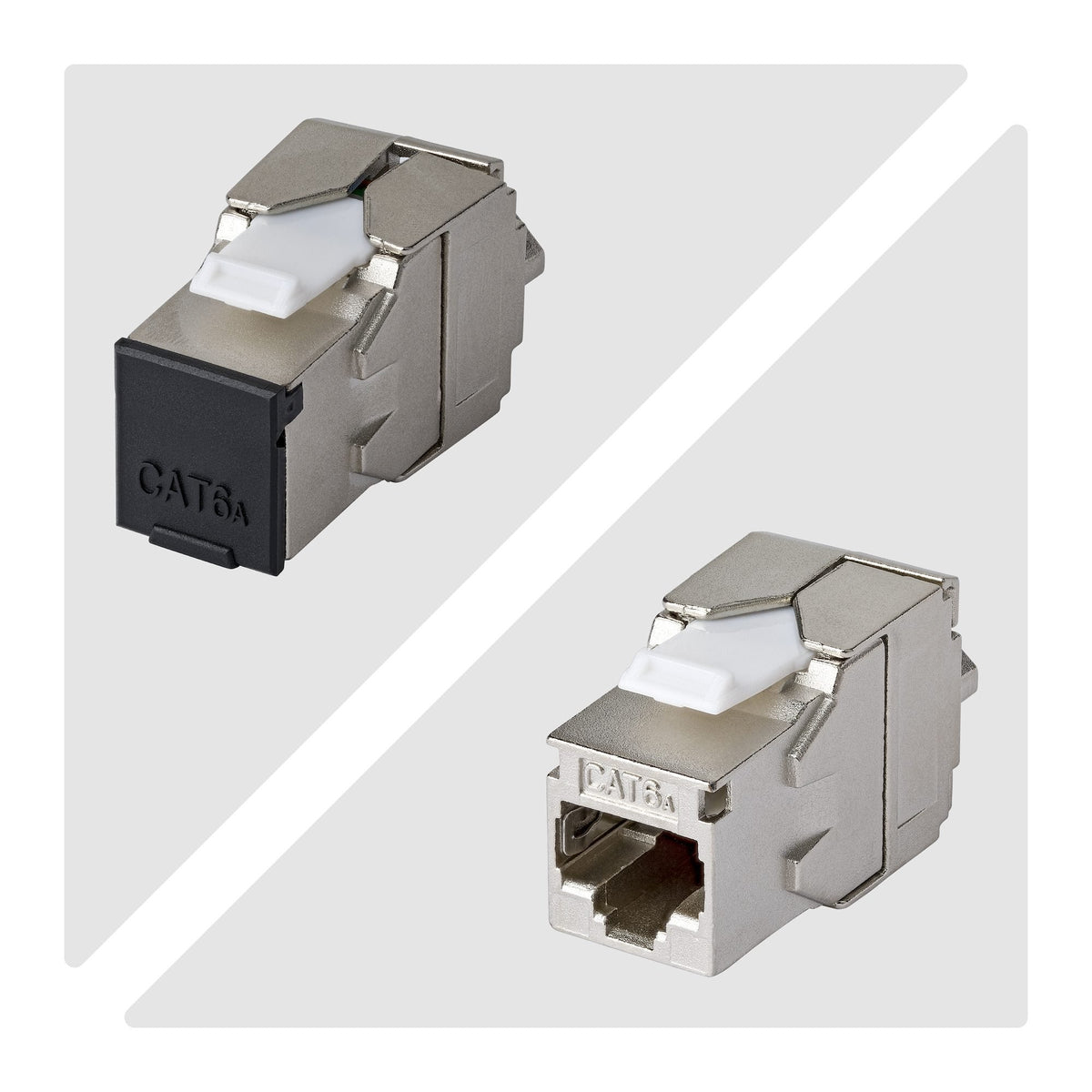 Startech.Com Geschirmtes Cat6a Keystone Jack Módulo, Pack De 10 Rj45 Ethernet Conector Hembra, Stp Cat6a Wandbuchse, 180 Grad, Sin Herramientas, Plano, Plateado, Rj-45, Conector Hembra, Conector Hembra, 10gbase-T