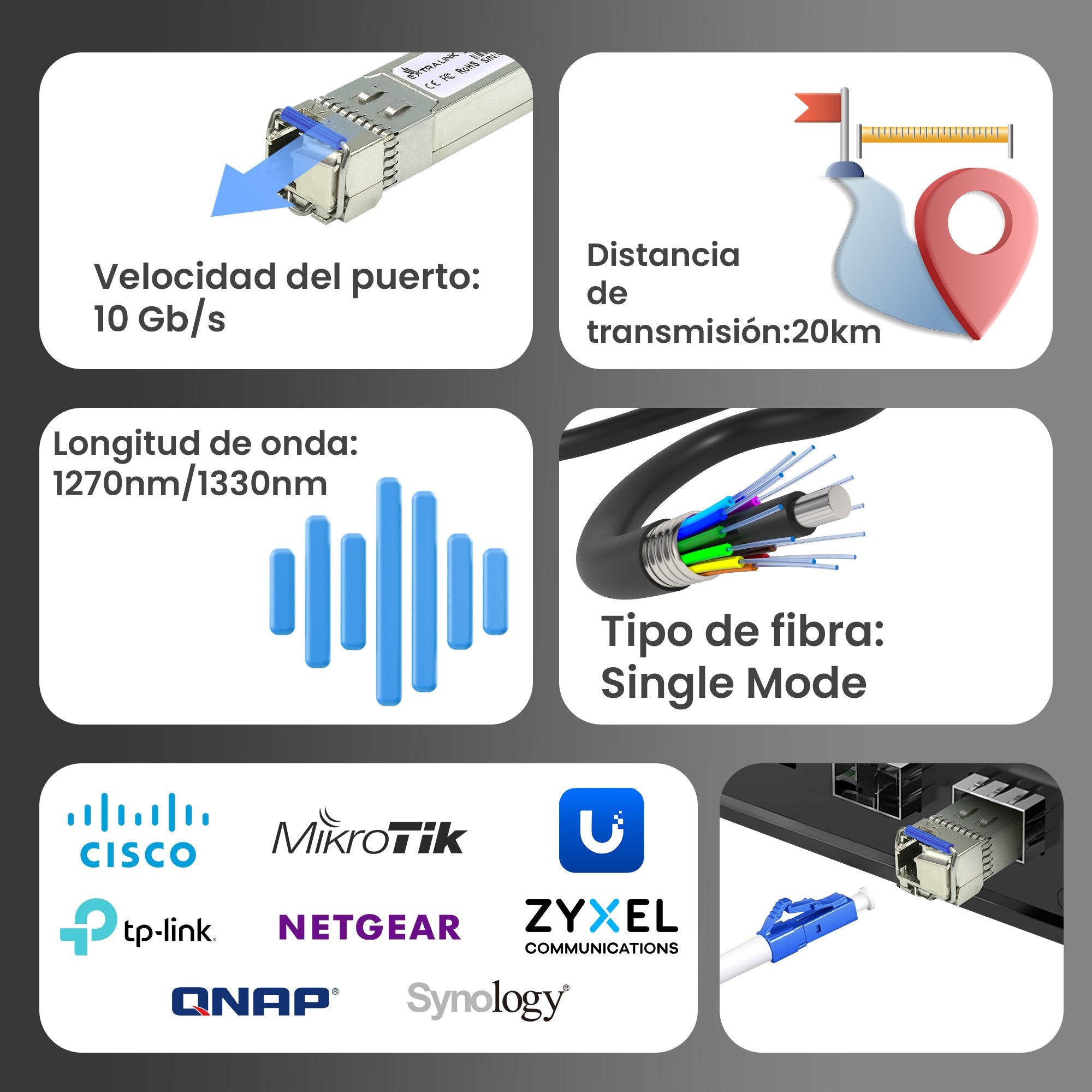Extralink Yt-Sfp+ Lra/Lrb Sfp+ 1xlc (Single-Mode) 1270/1330nm Bidi 20km - Pair