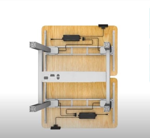 Mesa Electrica Ergonomica Doble Cara A Cara  Altura Regulable  Sin Tablero Color Estructura Gris Control Tactil Altura Desde 645mm-1290mm