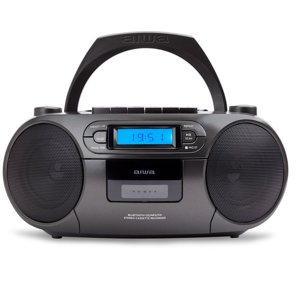 Radio Bluetooth Con Lector De Cd Mp3 Casetes Y Usb Aiwa Boombox Bbtu-550 Black Bt 5.0 6w Rms Fm