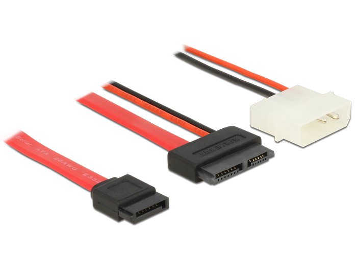 Delock Cable Slim Sata Conector Hembra > Sata 7 Pin + 2 Pin Corriente Conector Macho 70 Cm