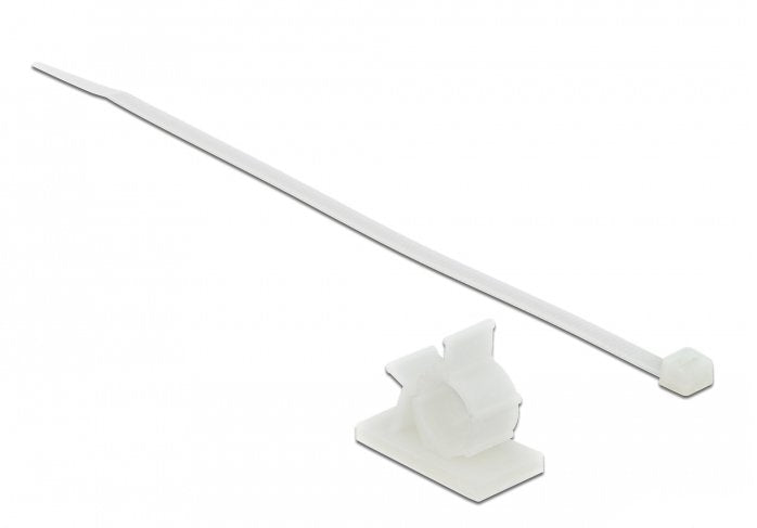 Delock Cableklemme 37 X 18 Mm Mit Cablebinder L 300 X B 4,8 Mm Weiss