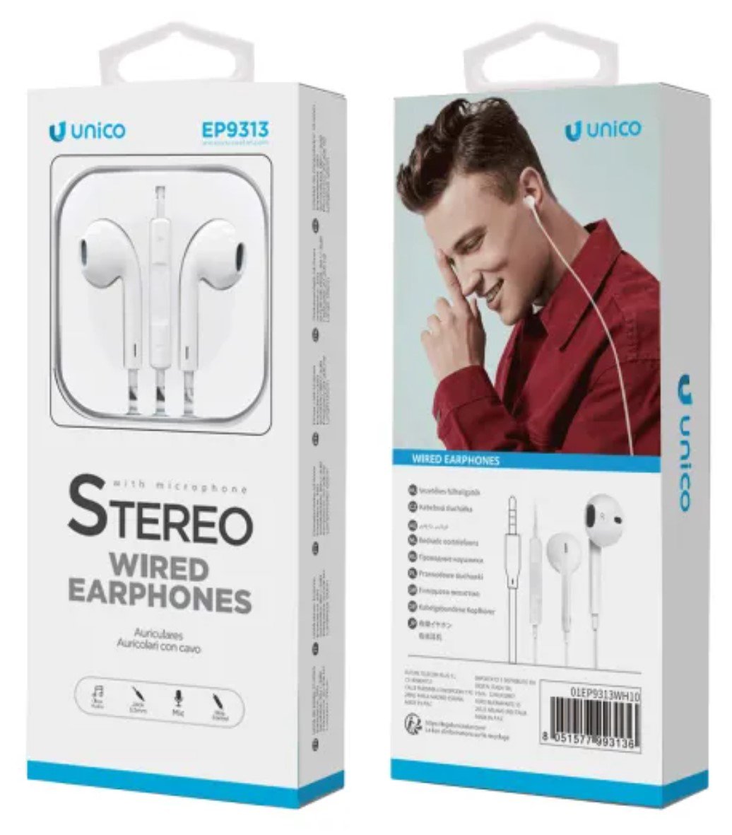 Auriculares Unico Jack 3.5 Stereo 1.2m Tpe