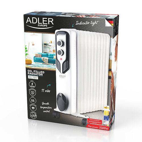 Calefactor Eléctrico Adler Ad 7817  Interior Blanco 2500 W Radiador De Aceite Eléctrico