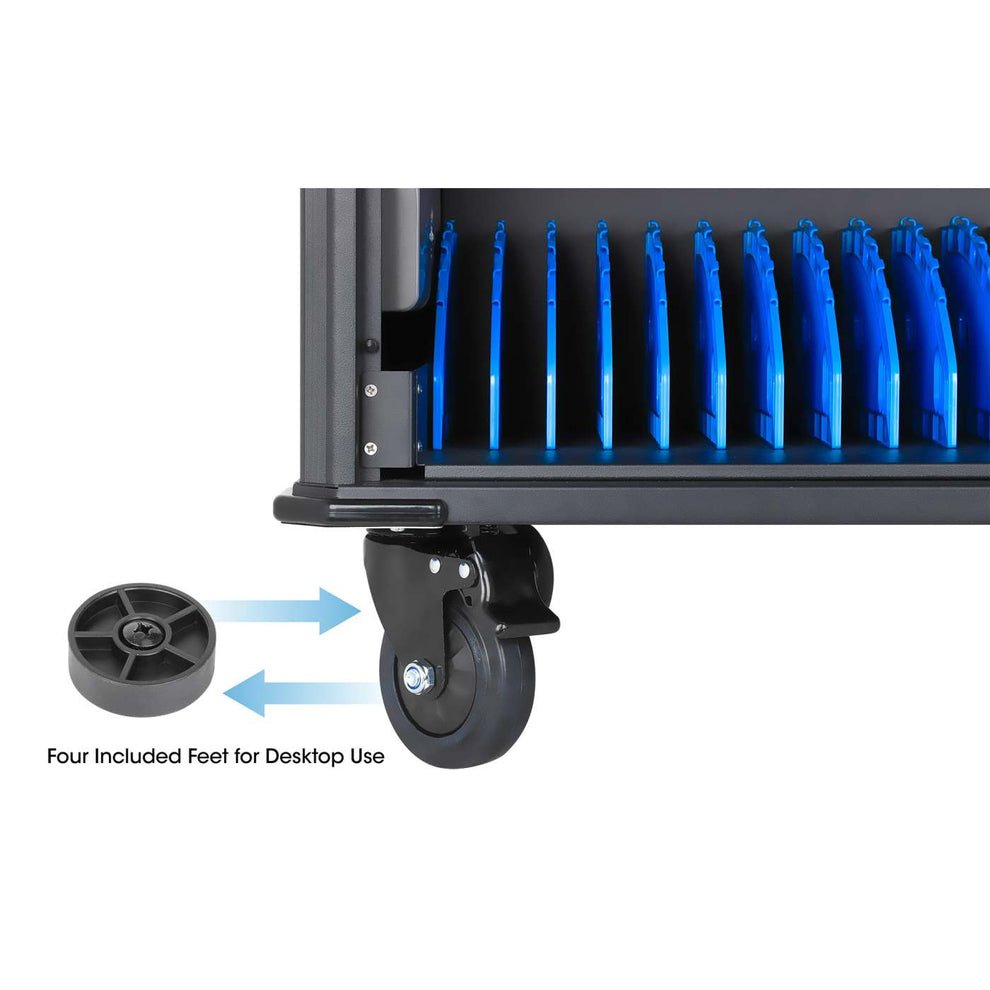 Manhattan Laptop Charging Cabinet Desktop Via Ac Adapter (Eu) 20-Bay, Install Device'S Ac Adapter (Power Cables) Into Unit, Suitable For All Laptops (To 16"), Ipads, Macbooks, Chromebooks, Other Portable Devices, Bays 380x30x280mm, Cart, Lo