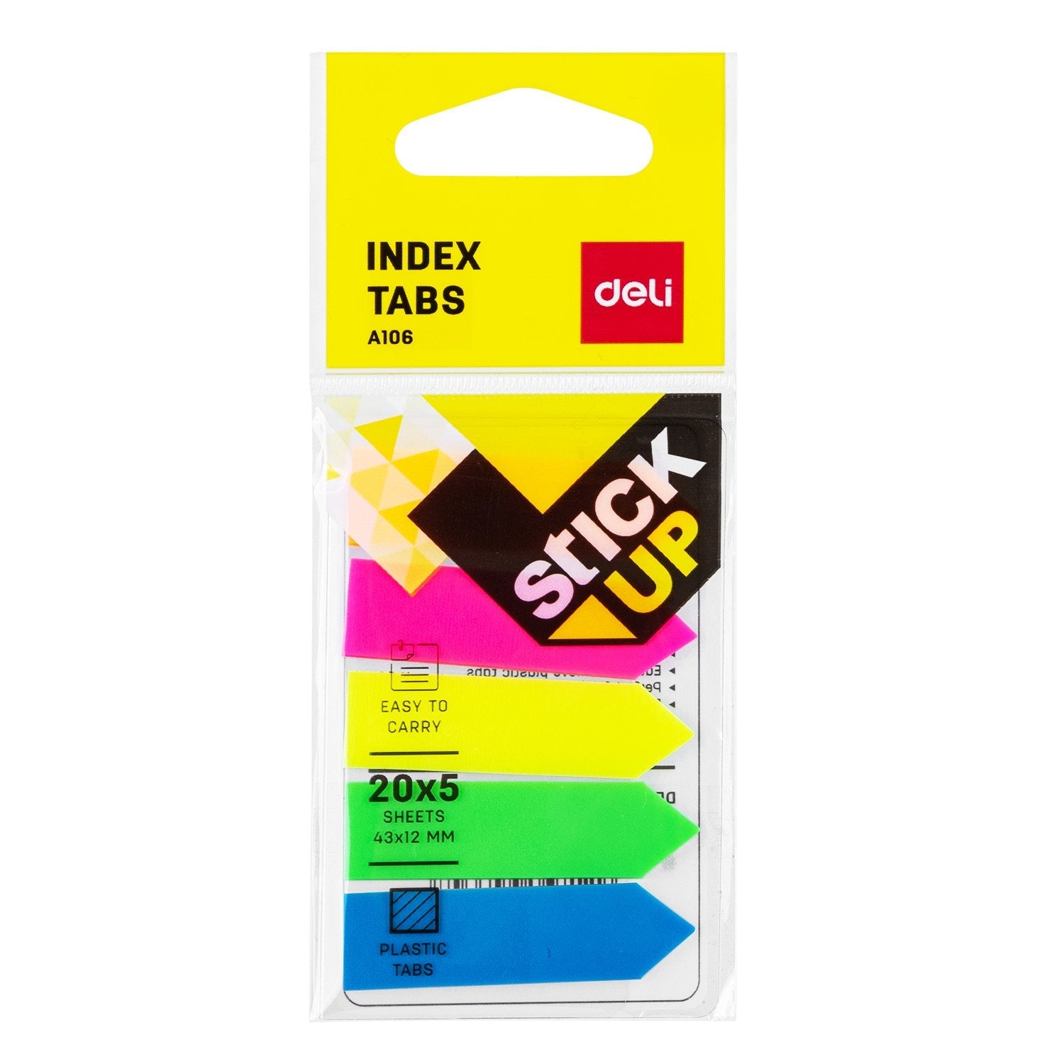 Deli Indices Adhesivos De Plastico 5x20h 43x12mm Colores Surtidos Brillantes