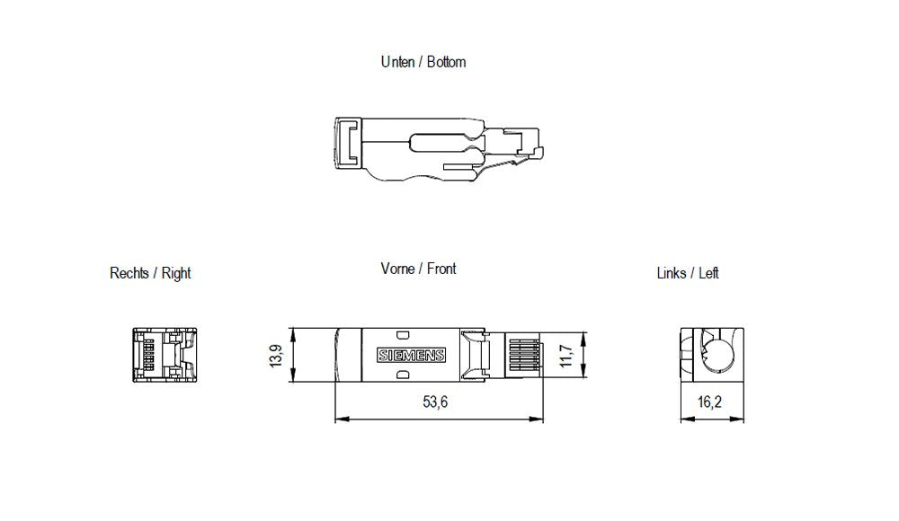 Siem 6gk1901-1bb12-2aa0 Industrial Ethernet Fastconnect Rj45 Plug 180 4x2, Rj45