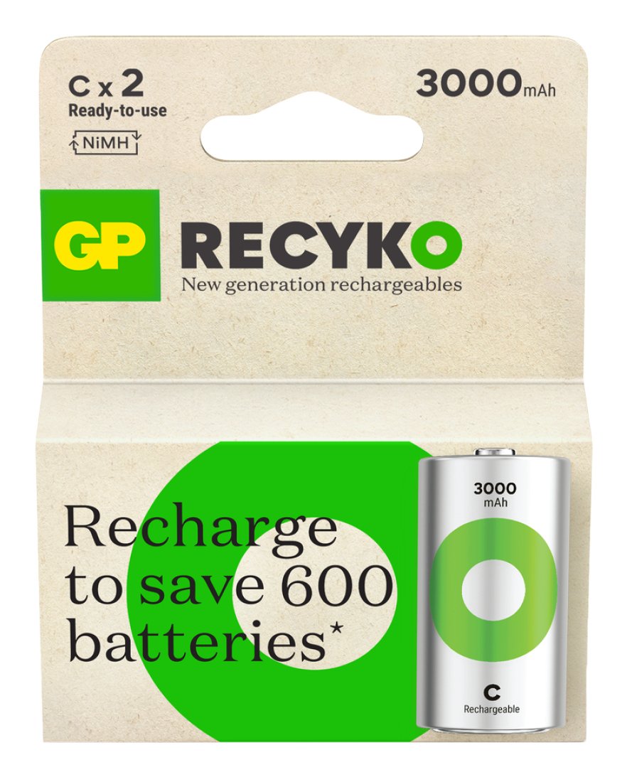 Pilas 1x2 Gp Recyko Nimh Accus C Baby 3000mah, Ready To Use