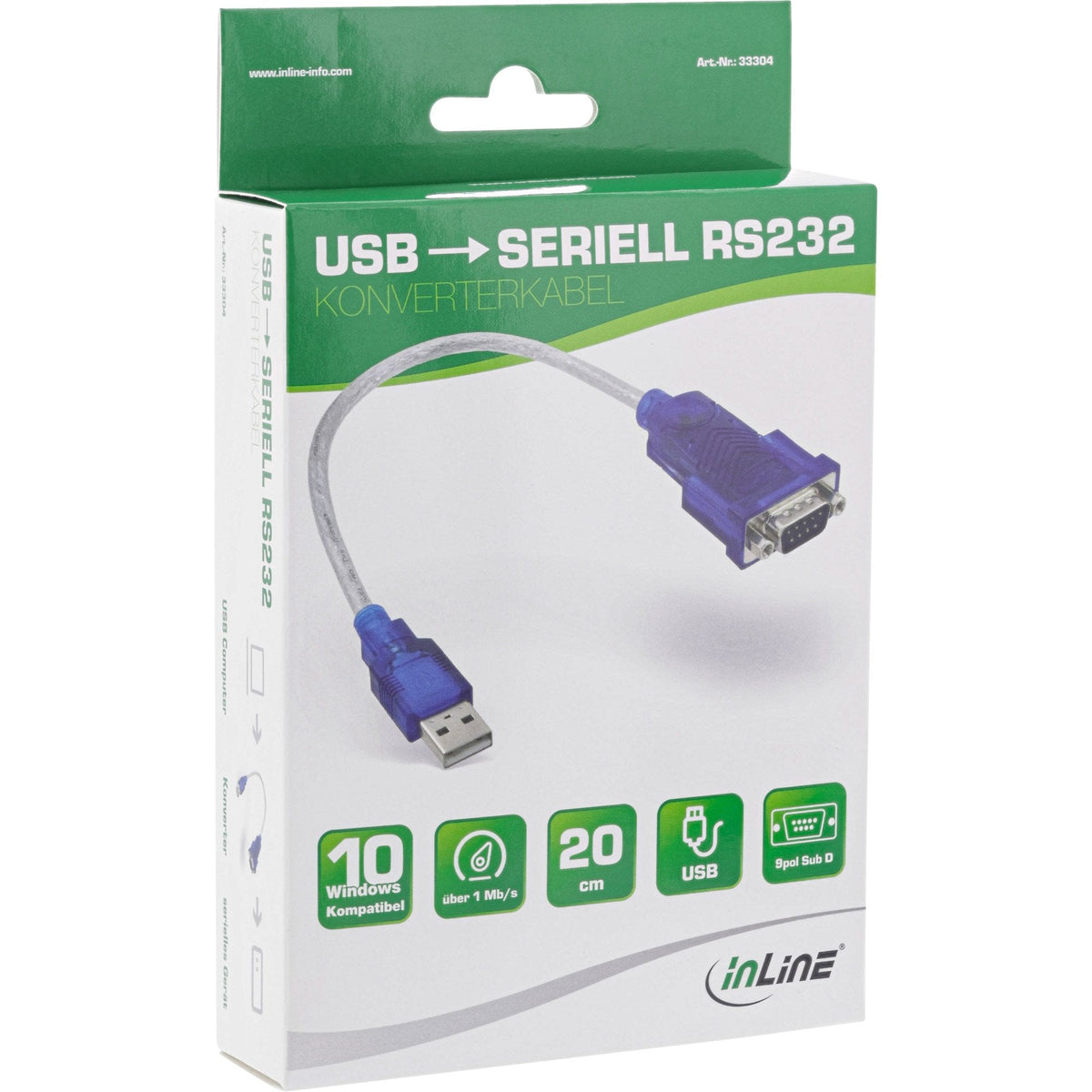 Adaptador Usb A Serie Inline Usb Tipo A Macho A Db9 Macho Aprox. 0,2 M