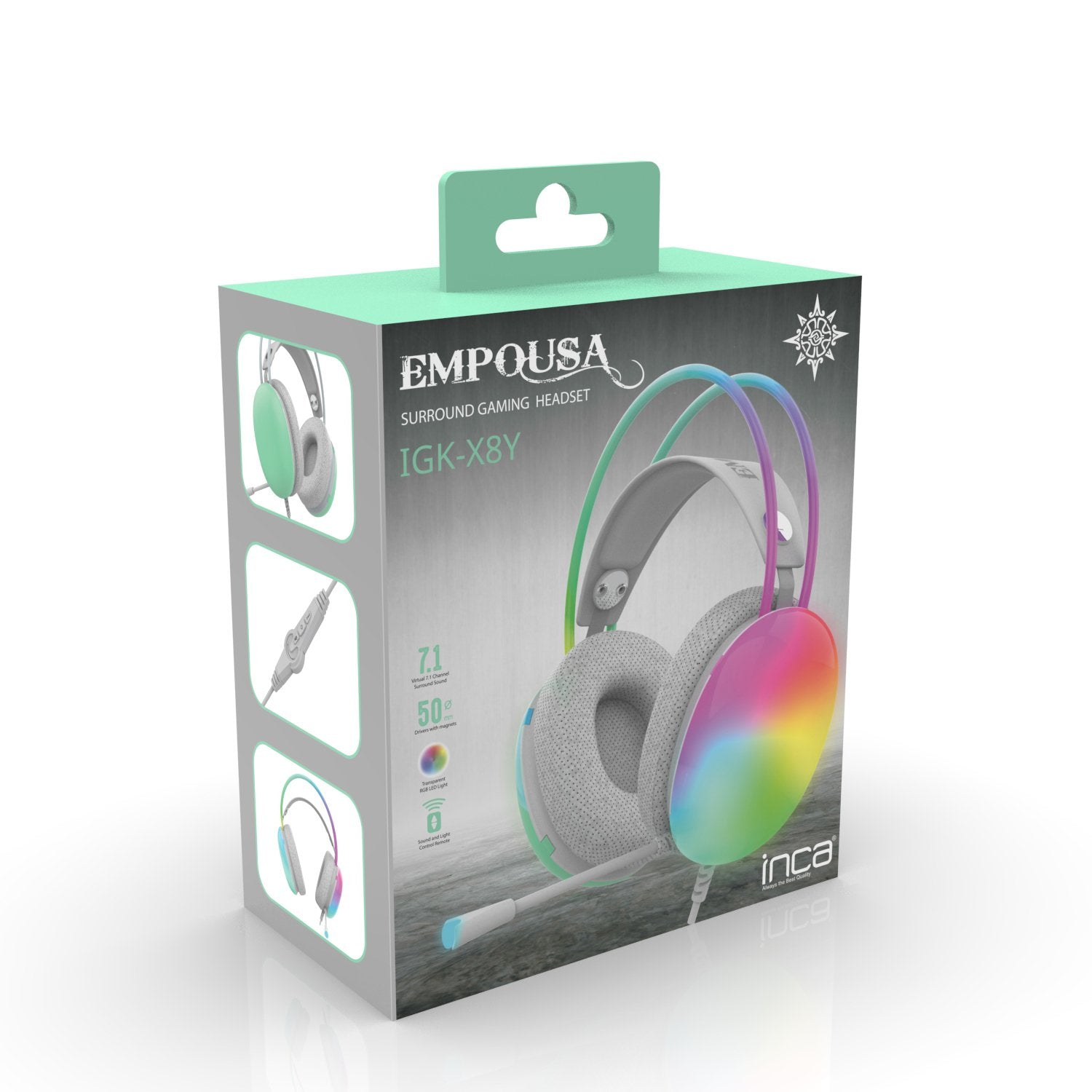 Inca Gaming Auriculares Igk-X8y 7.1, Usb, Rgb-Led, Turquesa