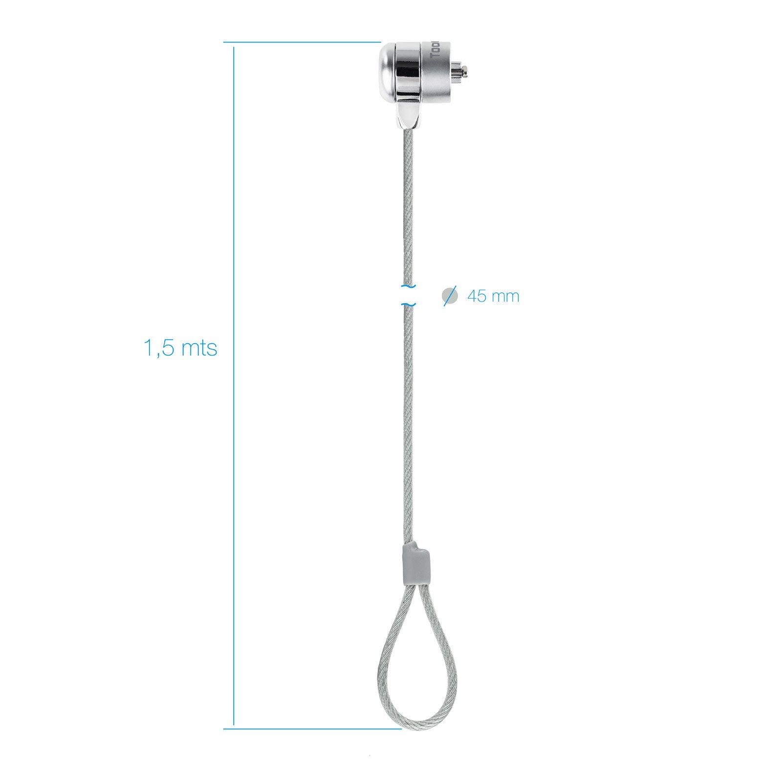 Tooq Cable De Seguridad Universal Con Llave Para Portatiles - Acero 4.5mm - Longitud 1.50m