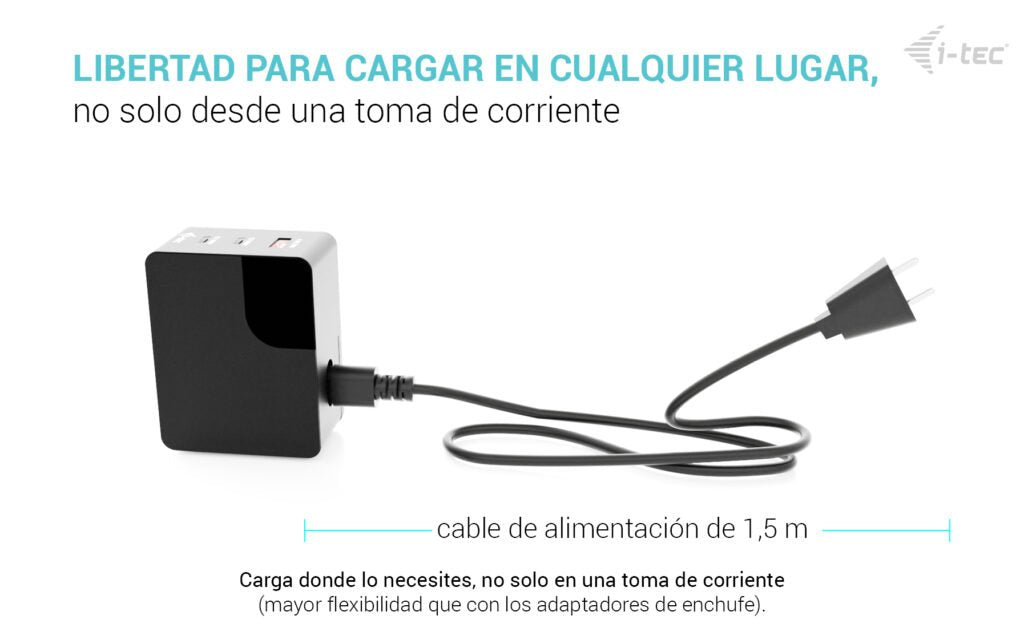 D I-Tec 100w Intelligent Multiport Usb Charger 2x Usb-C 1x Usb-A Lcd Display