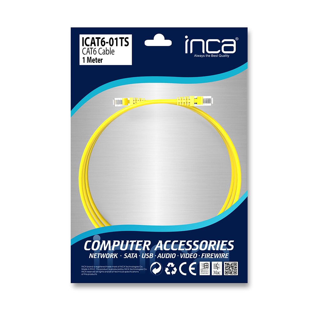 Inca Cable De Red Rj45 Cat6 Utp 250mhz 1.00m Amarillo