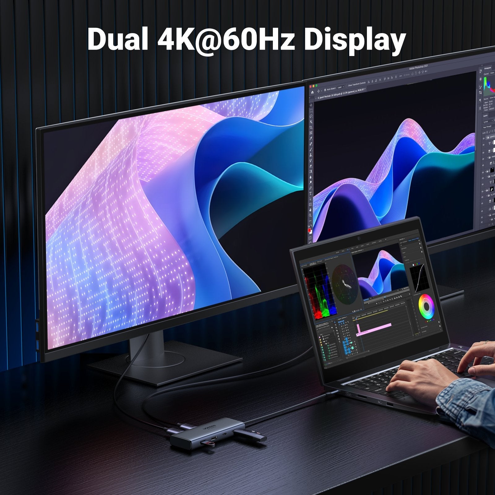 Hub Ugreen 7en1 Usb-C A 2xhdmi+2xusb-A+2xusb-C+Pd