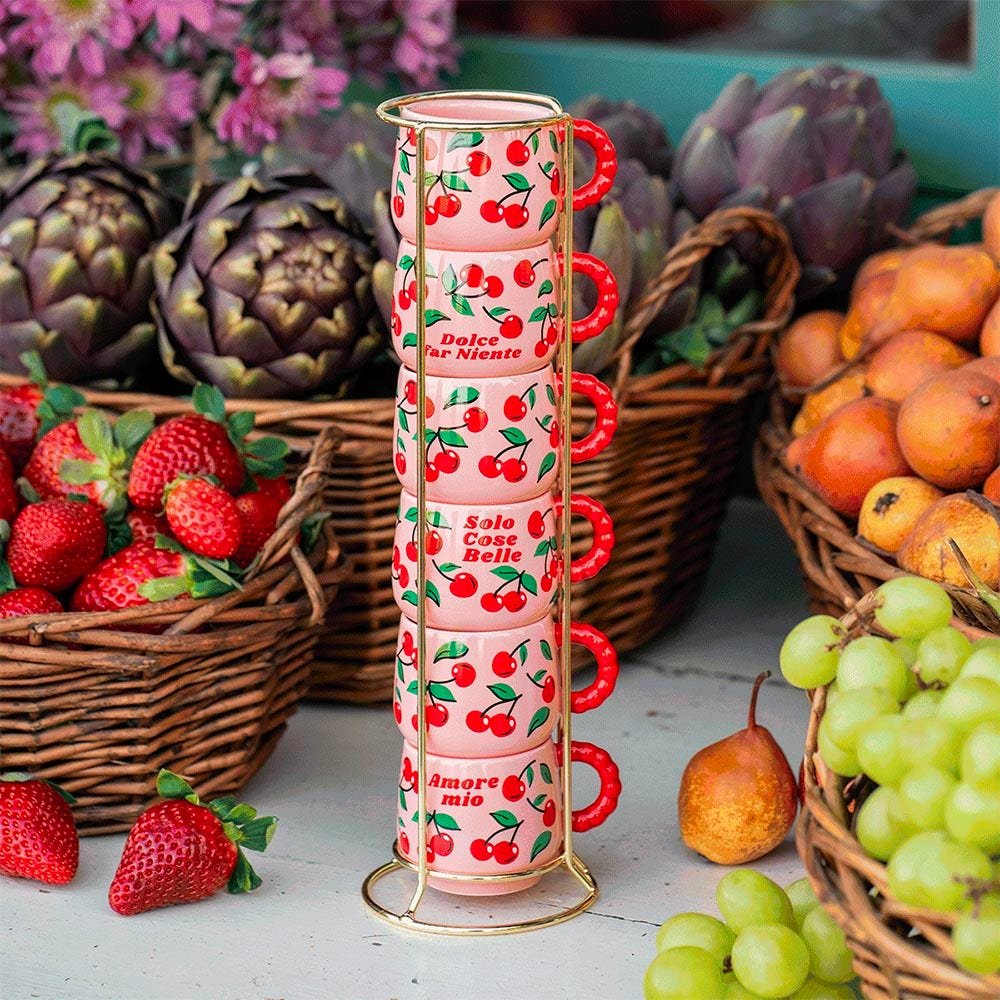Set 6 Tassen Con Metal Gestell Mercato Della Frutta