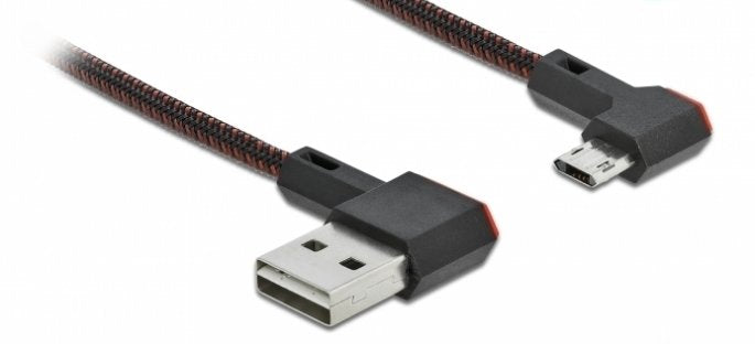 Delock Easy-Usb 2.0 Cable Typ-A Stecker Zu Easy-Usb Typ Micro-B Stecker Gewinkelt Links   Rechts 1 M Schwarz