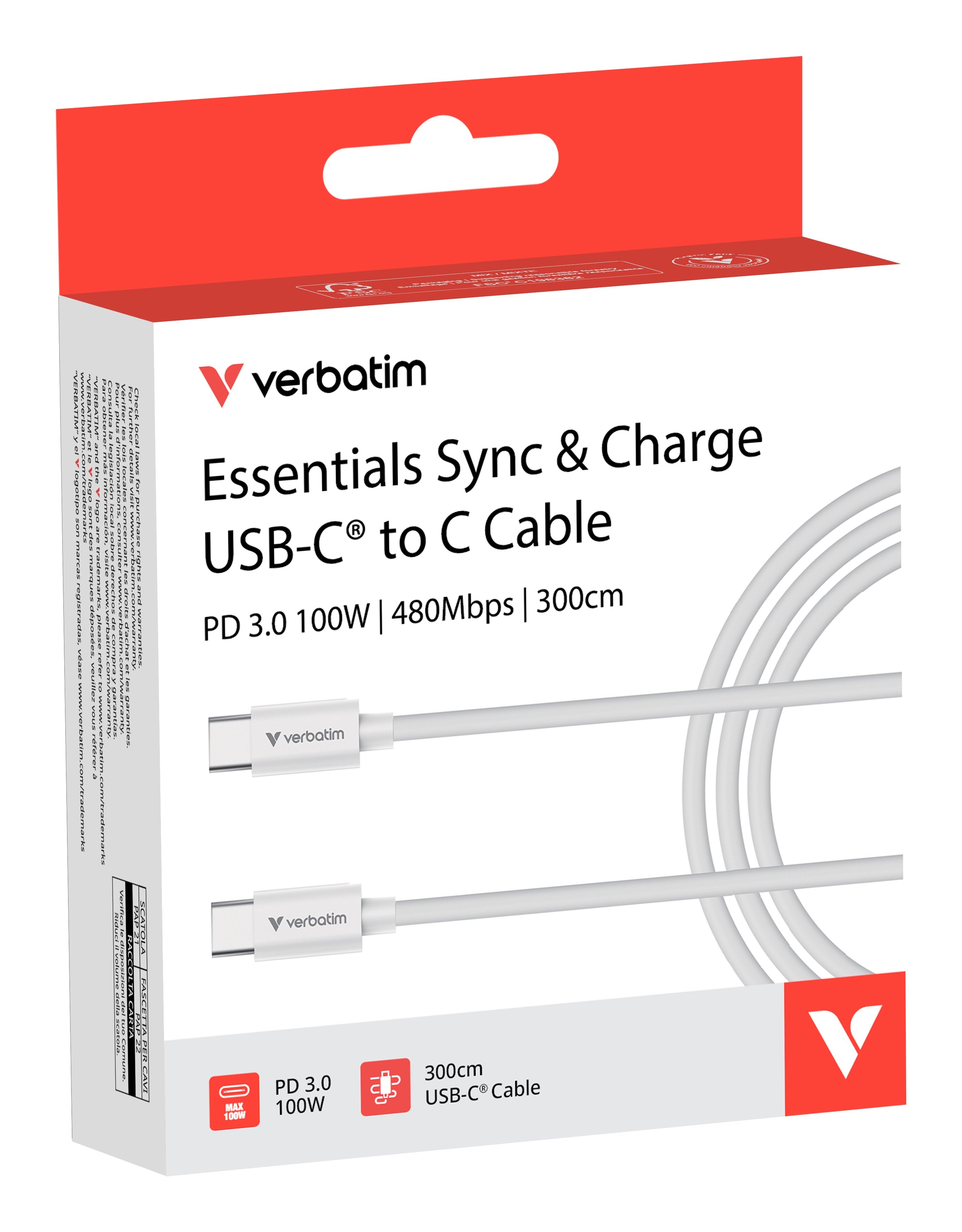 Verbatim Usb-Kabel Essentials, Usb 2.0, Usb-C/Usb-C, Tpe