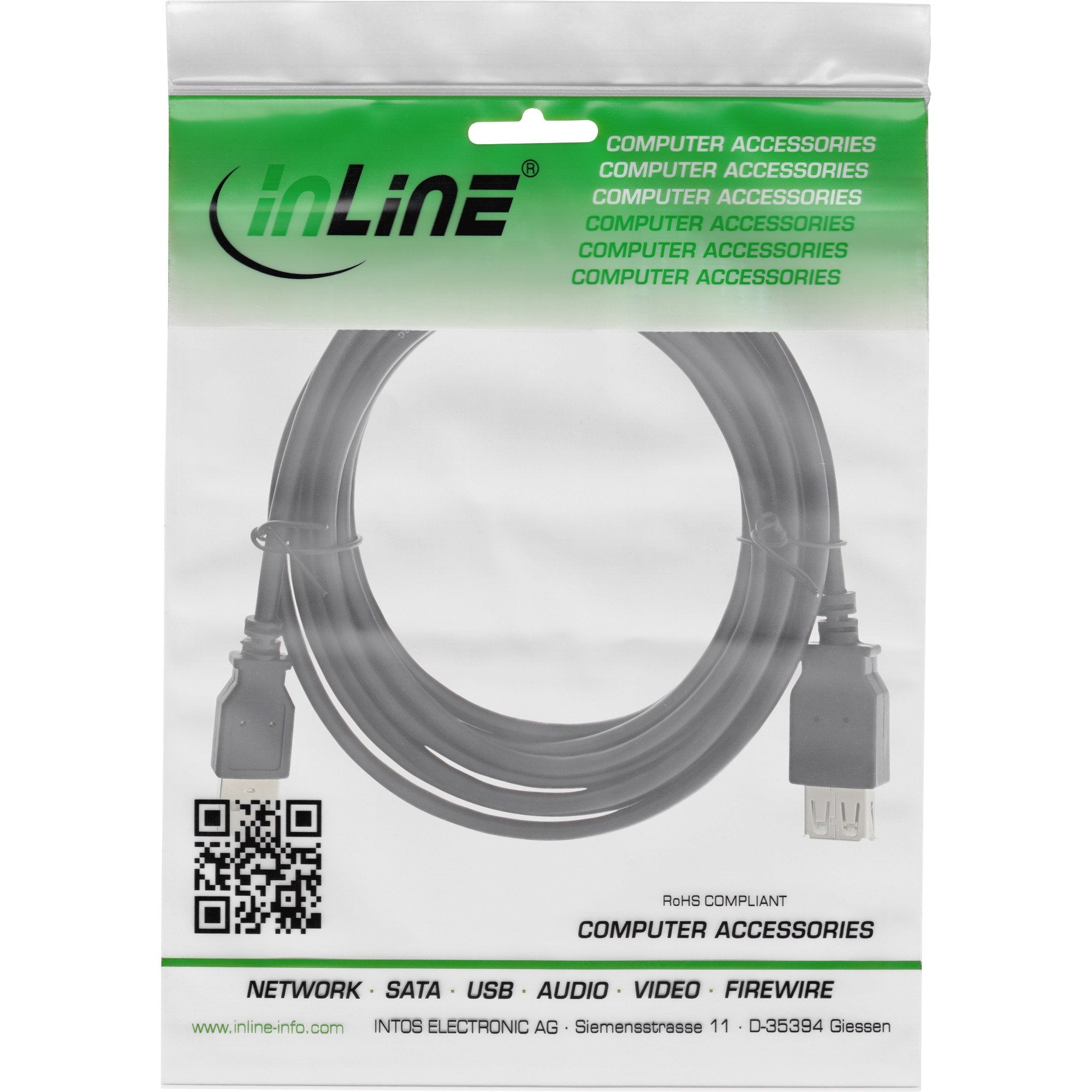 Cable Alargador Inline Usb 2.0 Tipo A Macho A Hembra Negro 3m