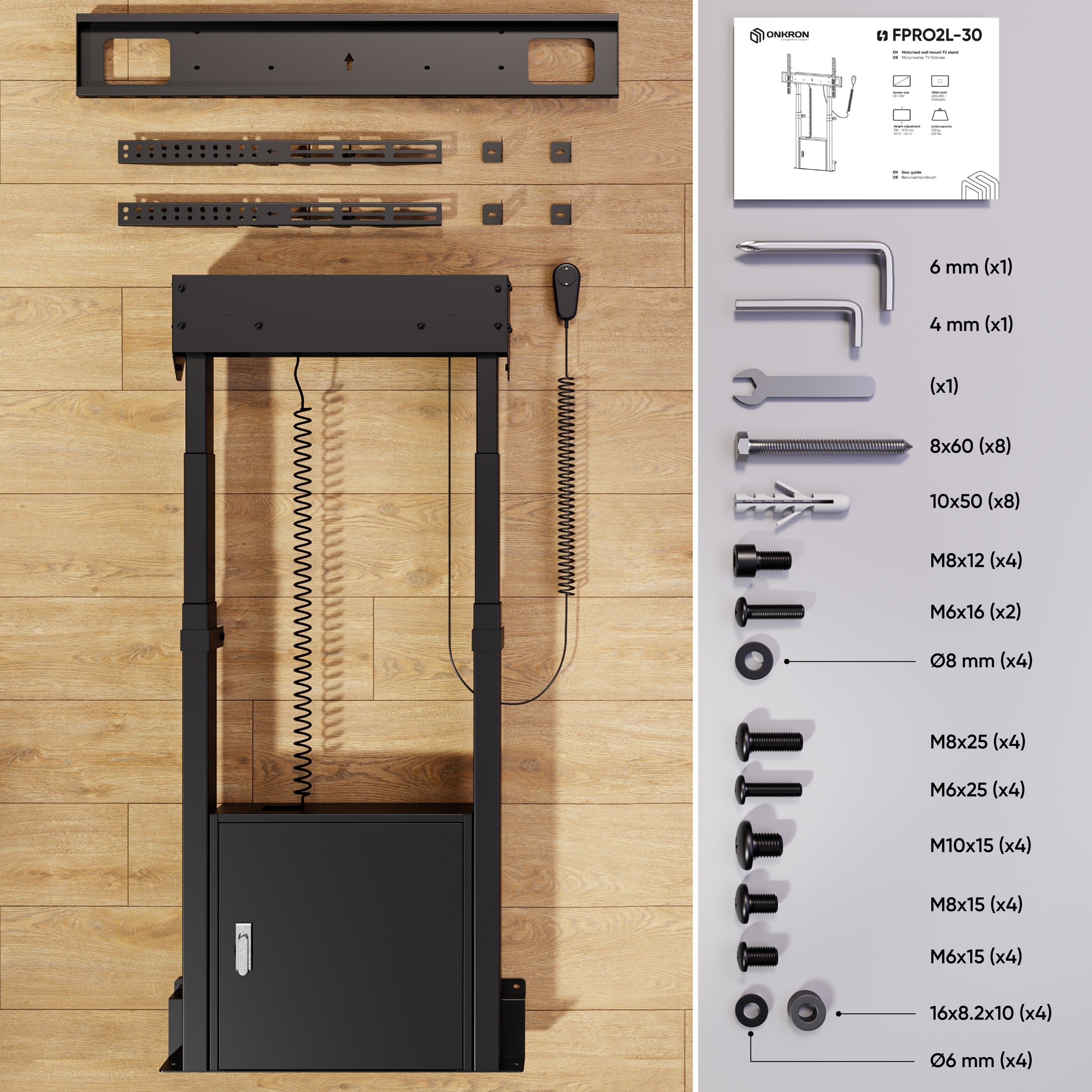 Tv Set Acc Floor Stand /55-100/Black Fpro2l-30-B Onkron
