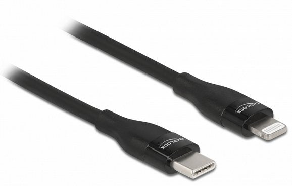 Delock Daten- Y Cable De Carga Usb Tipo-C A Lightning Negro 0,5 M Mfi