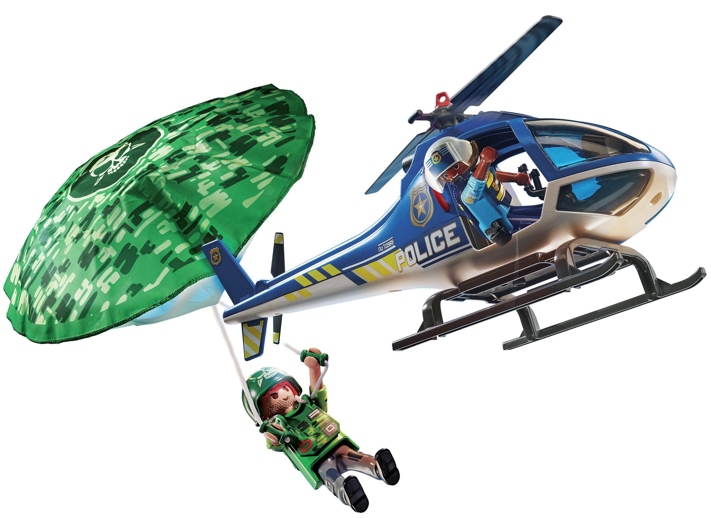 Playmobil - 70569 - Policía Helicóptero Y Paracaidista De La Policía