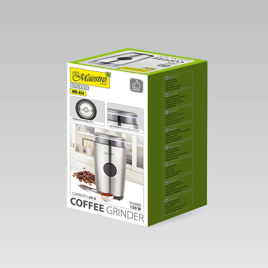 EAN 4820268322647 - Maestro MR-454 molinillo de café 150 W Acero inoxidable, Negro imagen 5