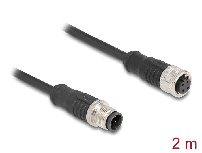 Delock 80845 Cable M12 Codificado D 4 Pin Macho A Hembra Pvc 2 M