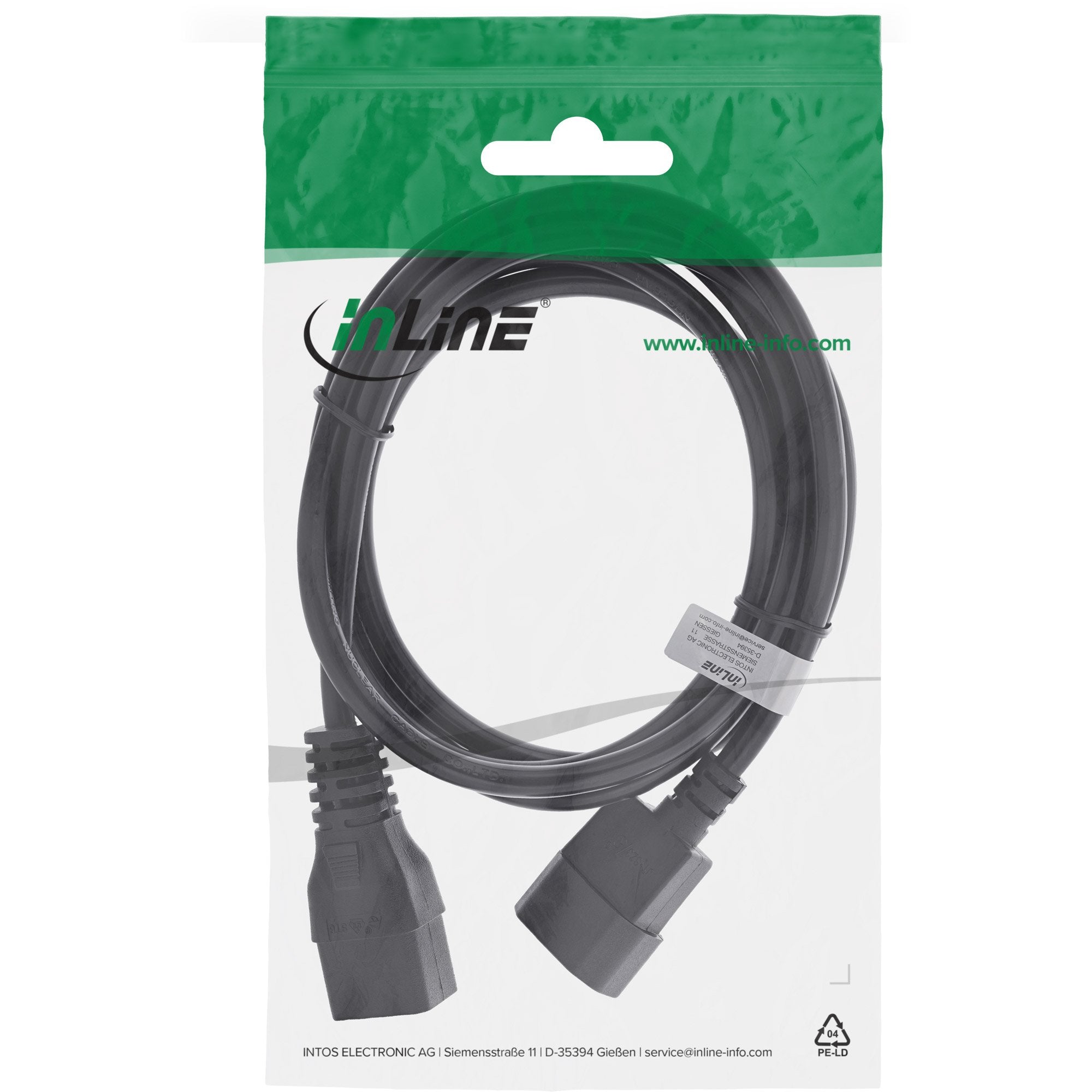 Inline Cable De Alimentación C19 A C20 3 Pines Iec Macho A Hembra Negro 2m