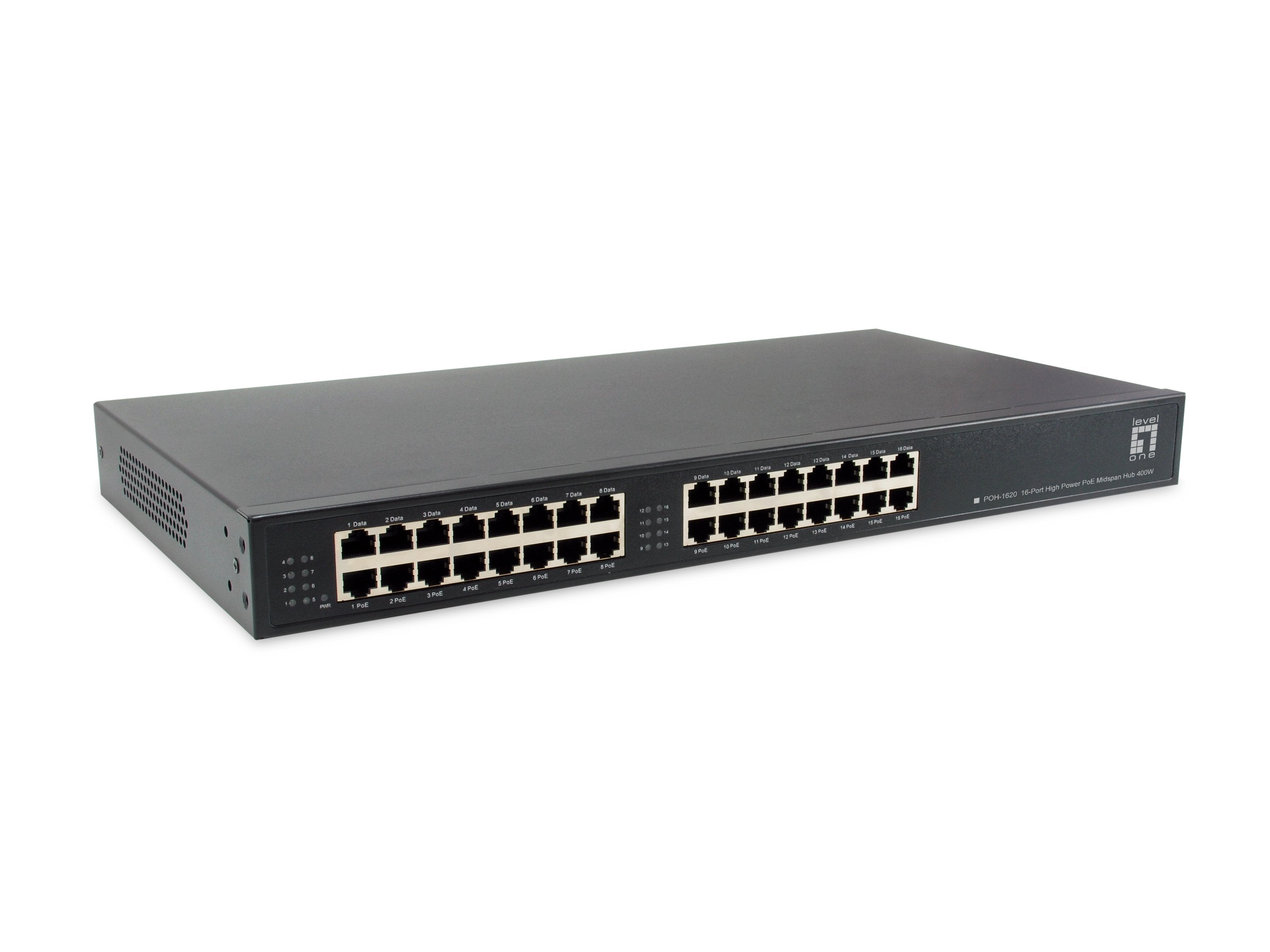 Switch Level One 16 Puertos 10/100/1000  Con Poe Injector Hub 400w
