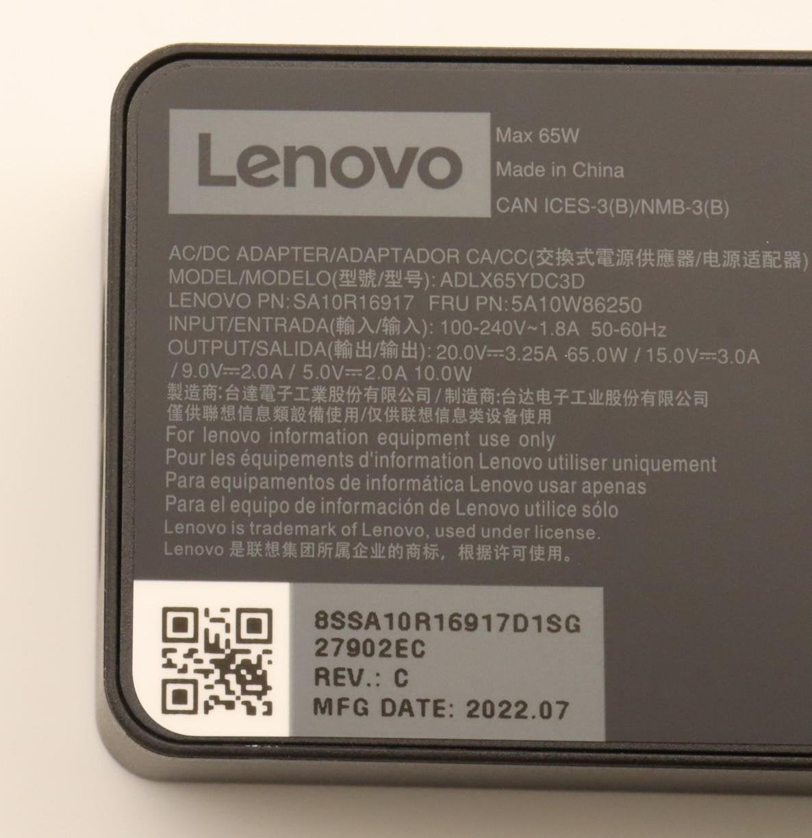 EAN 5704174776123 - Lenovo 5A10W86250 adaptador e inversor de corriente Interior 65 W Negro imagen 8