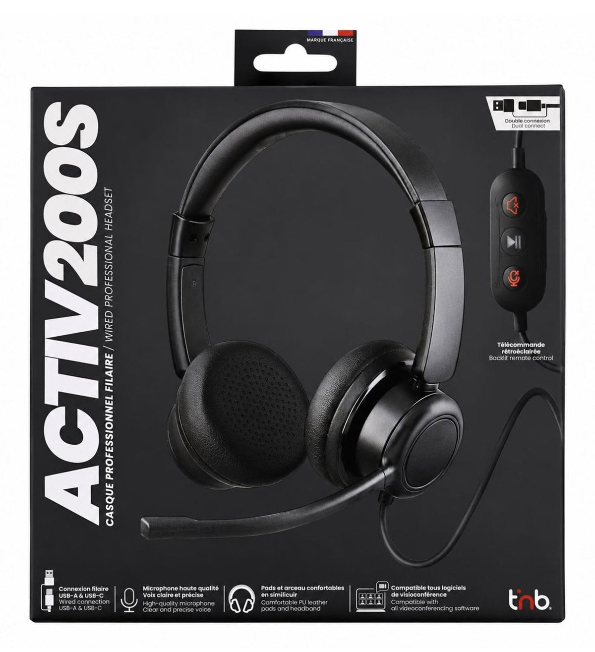 EAN 3303170126837 - T'nB ACTIV200S auricular y casco Auriculares Alámbrico Diadema Business/Everyday USB Type-C / USB Type-A  imagen 5