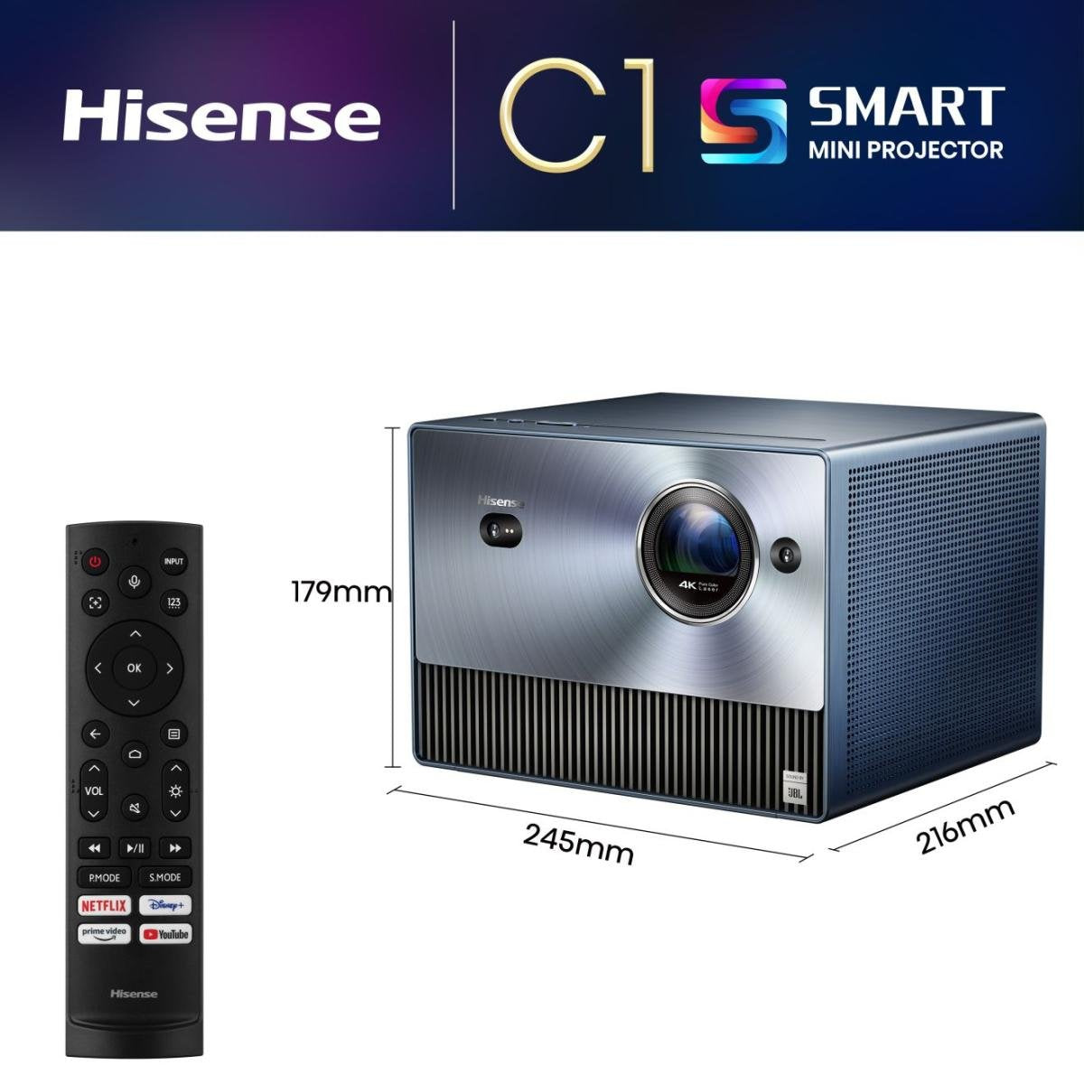 EAN 6942147495124 - Hisense C1 1600 lúmenes ANSI DMD UHD 4K (3840x2160) Azul, Gris Oscuro imagen 2