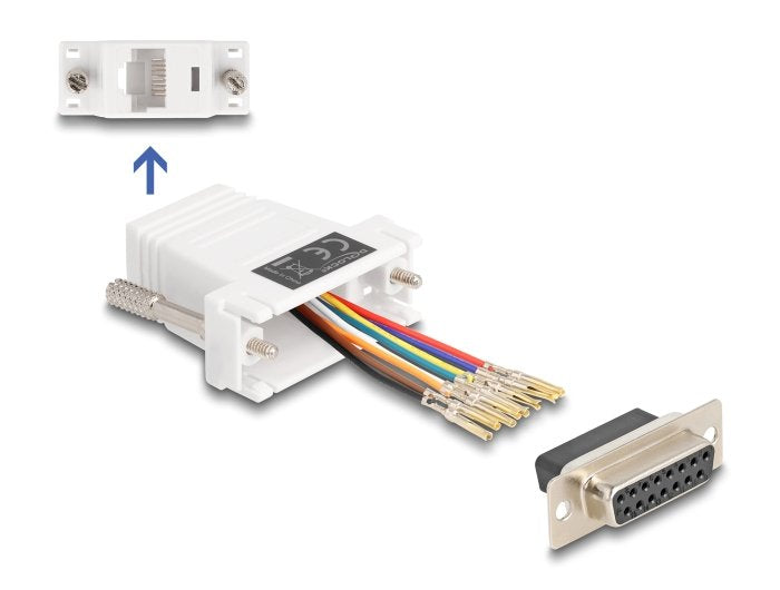 Delock D-Sub 15 Pin Buchse Zu Rj45 Buchse Montagesatz Weiss